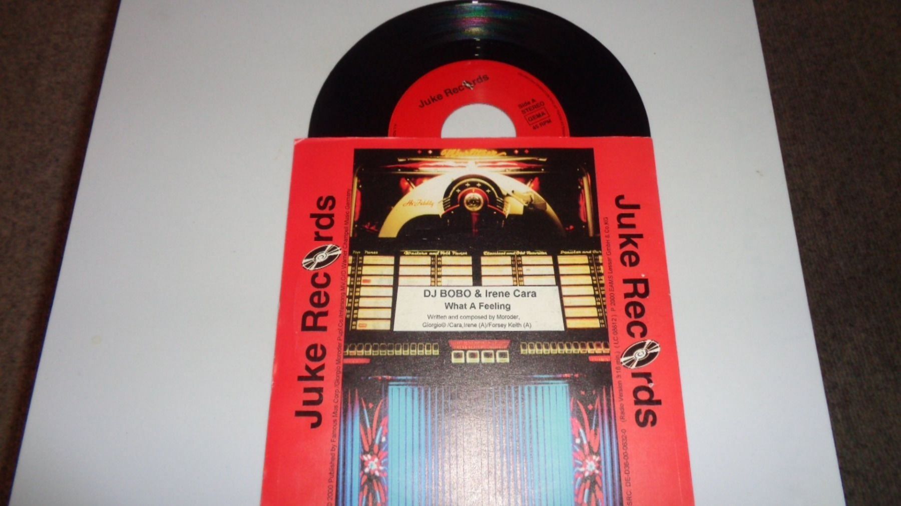 Schallplatten: DJ. Bobo & Irene Cara What A Feeling juke box 7" – Neu (gemäss Beschreibung) aus Bremgarten AG von musiccollector