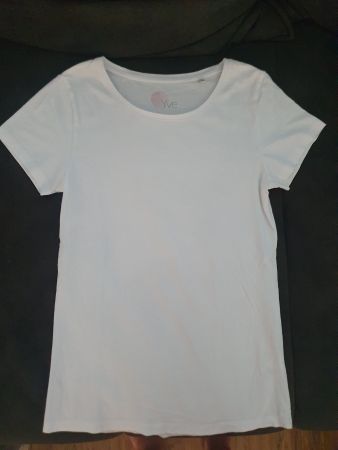 Yve Weiss T-Shirt Gr M mit Weltkarten Print – Stay Together