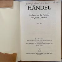 Händel Anthem for the Funeral ofQueen Caroline Klavierauszug