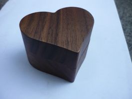 Herz Schmuckdose Holz mit rotem Samt