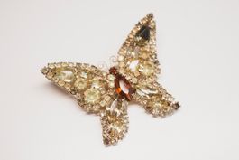 Vintage-Schmetterlingsbrosche mit Glassteinen – ca. 5 cm