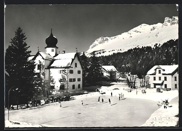 Ansichtskarten: AK Parpan, Eisbahn und Schlössli, 1968 – Gebraucht aus Berlin von bartko-reher