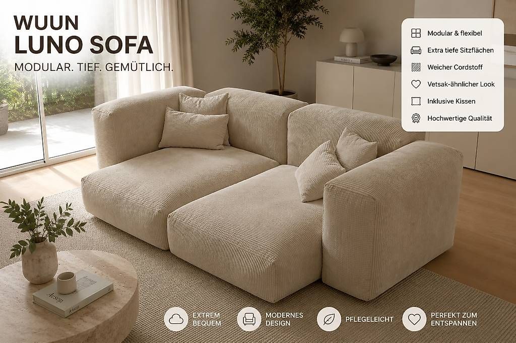 Divani: WUUN Luno Sofa | Modular | Vetsak Style | Cord Sofa Beige – Usato da Basel venduto da don_q6cn