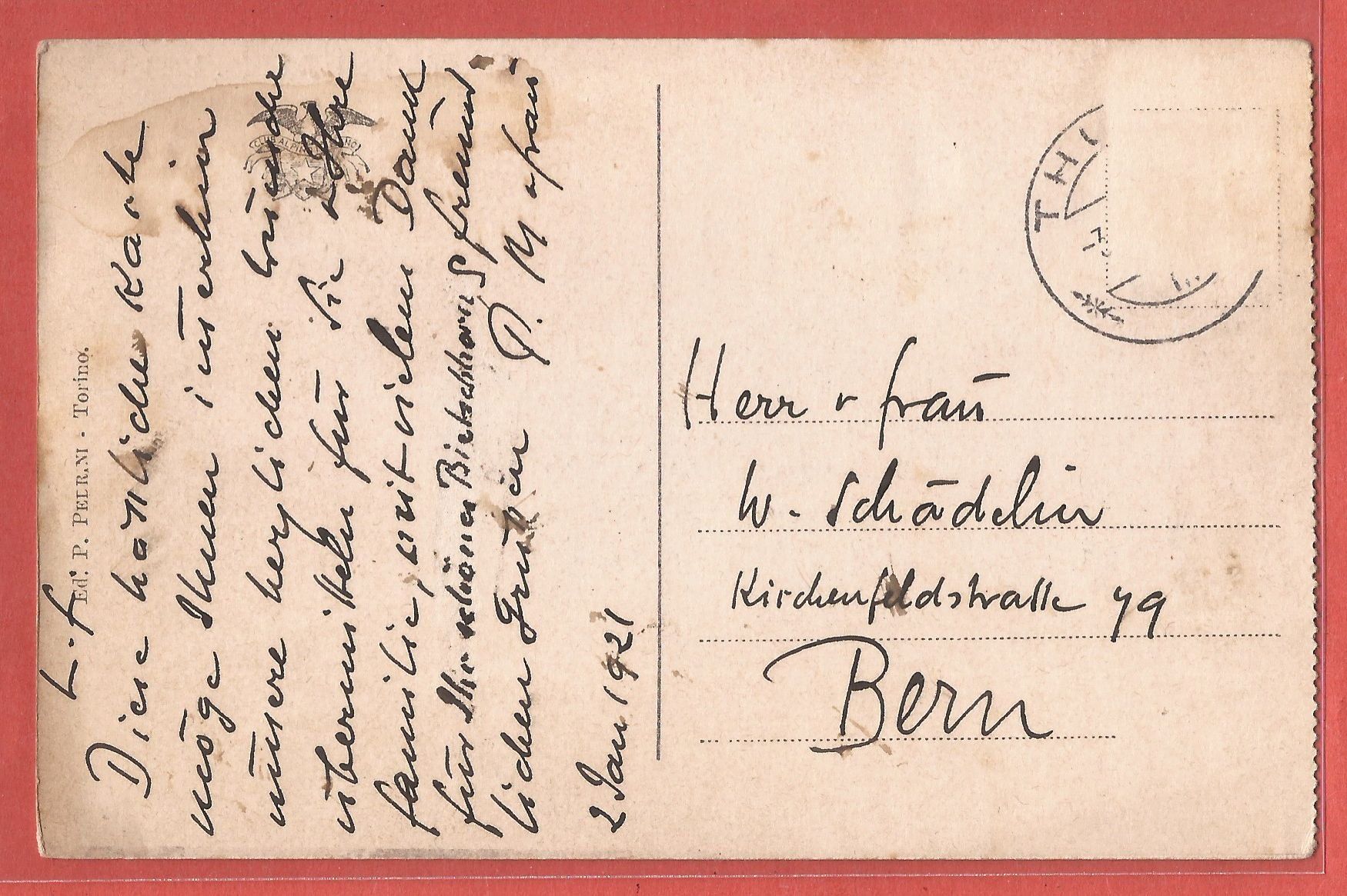 Cartoline postali: Vetta del Monte Rosa - 1921 – Usato da Fislisbach venduto da Porano 1