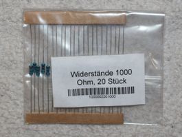 Widerstände - 1000 Ohm 20 Stück ¼W 1% im minigrip
