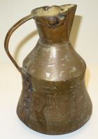 Deko: antike alte Kupferkanne mit Henkel, 24 cm hoch