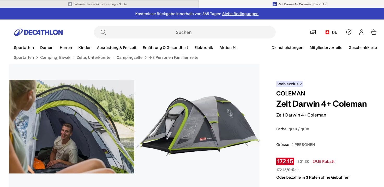 Coleman Zelte: Camping Zelt – Neu und originalverpackt aus Kirchenthurnen von Meatpie