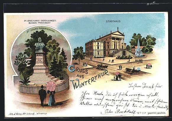 Cartoline postali: Litho Winterthur, Stadthaus, Jonas Furre – Usato da Berlin venduto da bartko-reher