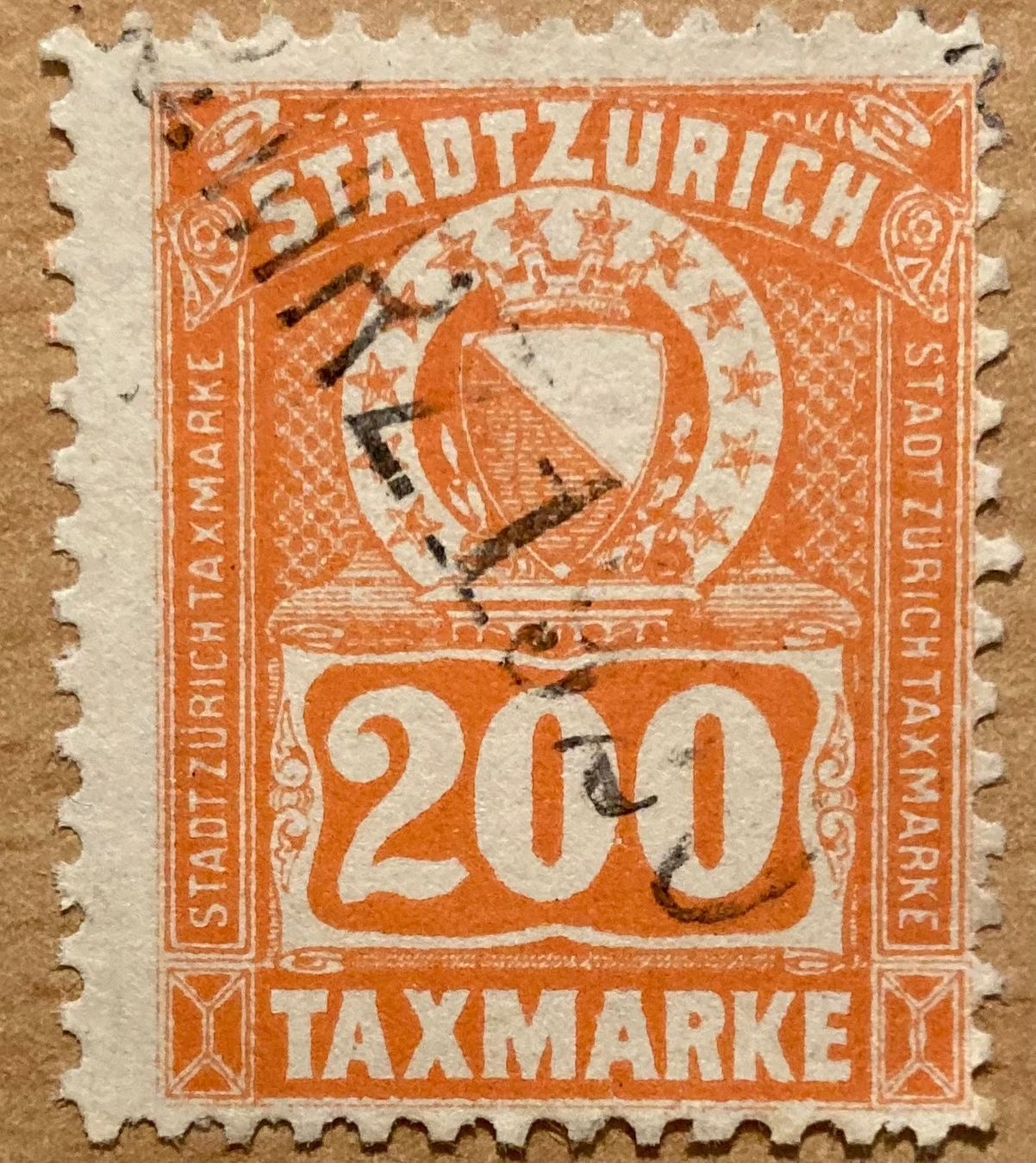 Alle Briefmarken: Fiskalmarke Stadt Zürich – Gebraucht aus Hunzenschwil von zibu88