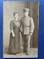 Alte Postkarte,Soldat mit Dame, Potschappel ca 1912,Top