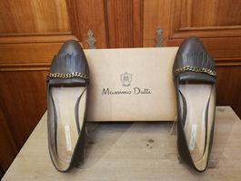Massimo Dutti Schuhe Fransen, goldige Kette echt Leder Gr.39