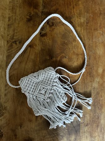 Sac bandoulière macramé fait main beige neuf