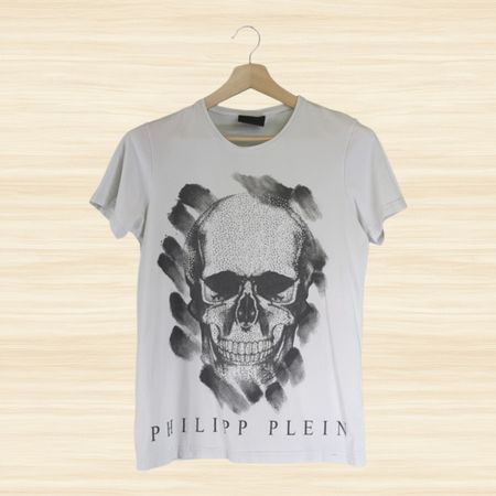 T-shirt Philipp Plein Couture blanc tête de mort - Taille L