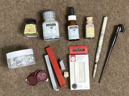 Set für Kalligraphie: Tinten, Siegelwachs