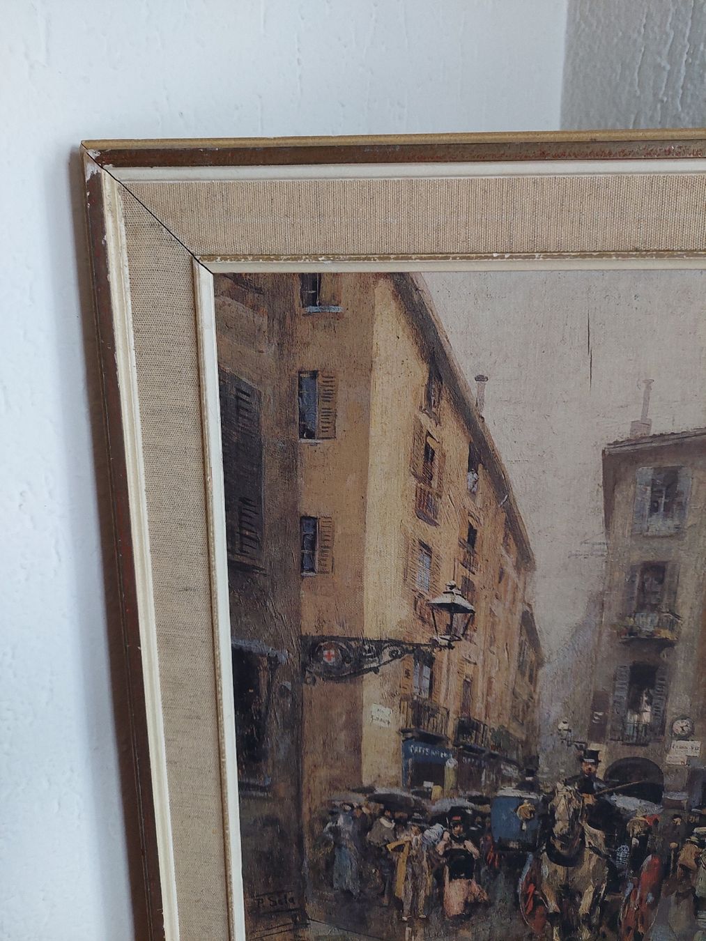 Foto & Immagini: Gemälde von P. Sala, Strassenszene mit Pferd – Usato da Muttenz venduto da bea_mmf9 1