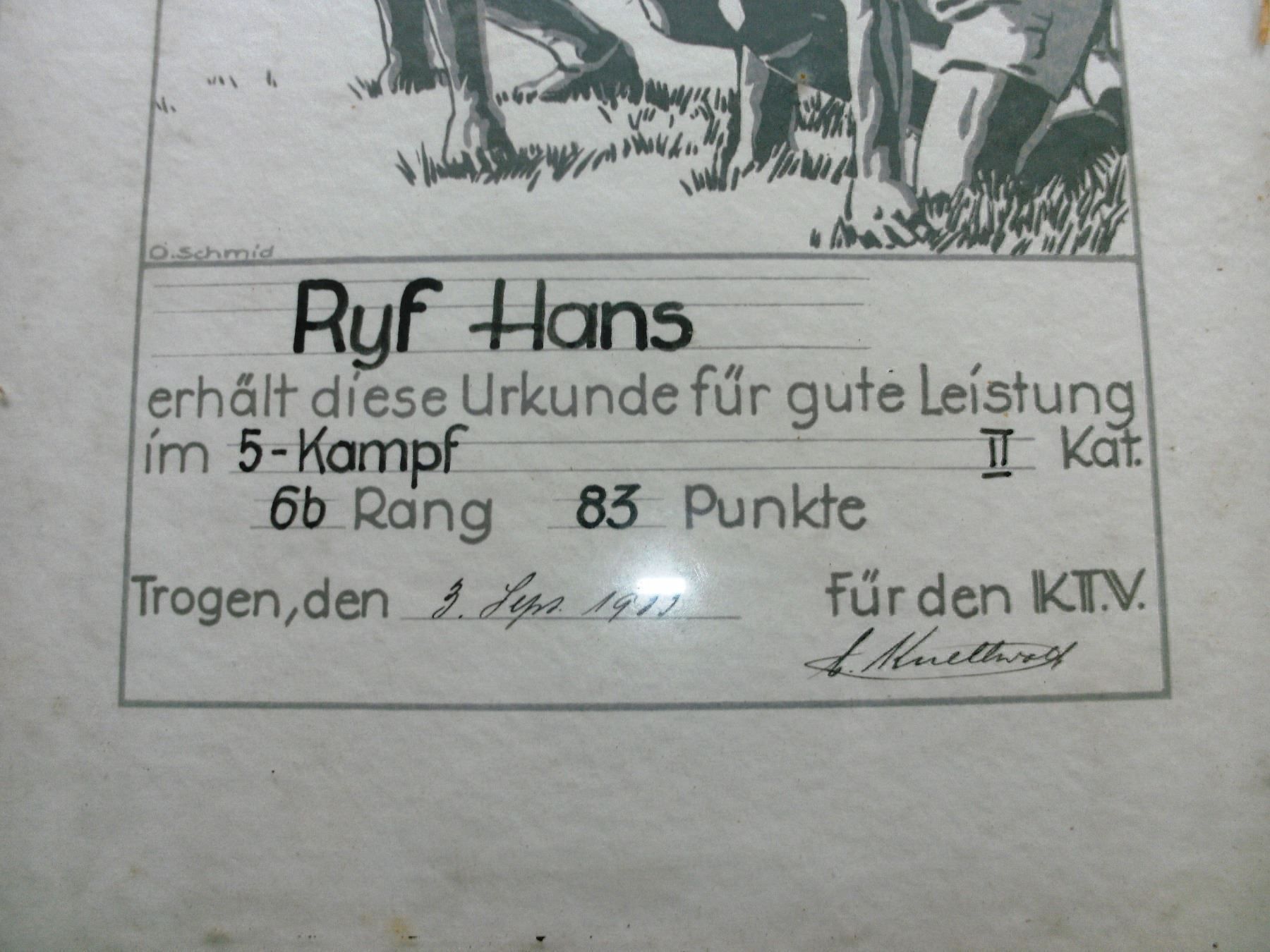 Dokumente: Anerkennungsurkunde Fünfkampf 1933 – Gebraucht aus Grenchen von Kogi7 2