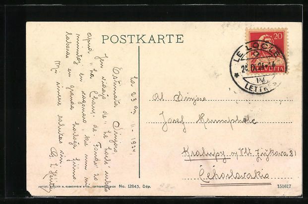Cartoline postali: AK Le Locle, Vue Generale, 1924 – Usato da Berlin venduto da bartko-reher 1
