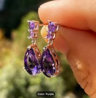 ✨ Vintage Water Drop Ohrringe mit synthetischem Amethyst ✨