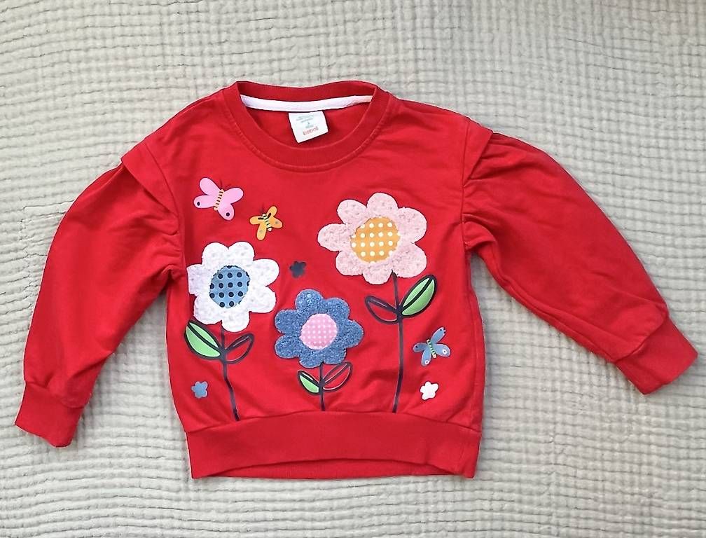 Pullover & Sweatshirts: Gr.92/98, Pullover Blume rot, von boboli – Gebraucht aus Gattikon von AnnettFloh