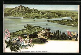Litho Rigi, Panorama mit Wasser und den 