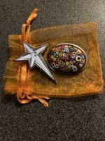 Broche étoile argentée et broche millefiori ovale, état neuf