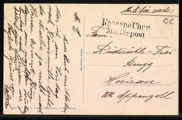 Cartoline postali: AK Chur, An der Plessur – Usato da Berlin venduto da bartko-reher 1