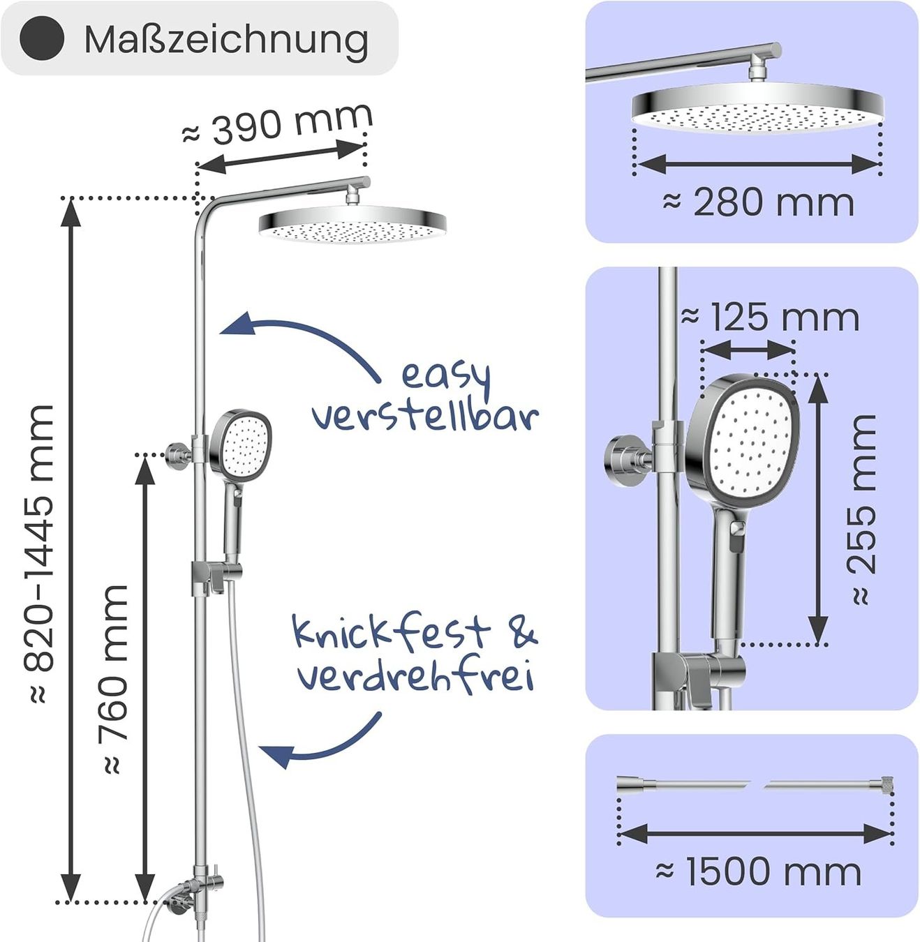 Docce: Regendusche Duschsystem Chrom Weiß Set – Usato da Suhr venduto da SchnapperCH 1