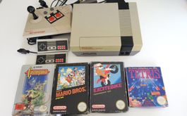 Konsole Nintendo Nes mit Mario, Castlevania, Tetris, Excite