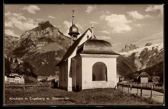 Cartoline postali: AK Engelberg, Kirchlein mit Spannörter – Usato da Berlin venduto da bartko-reher