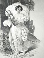 grosse, orig. Lithographie, hübsche Dame, um 1900
