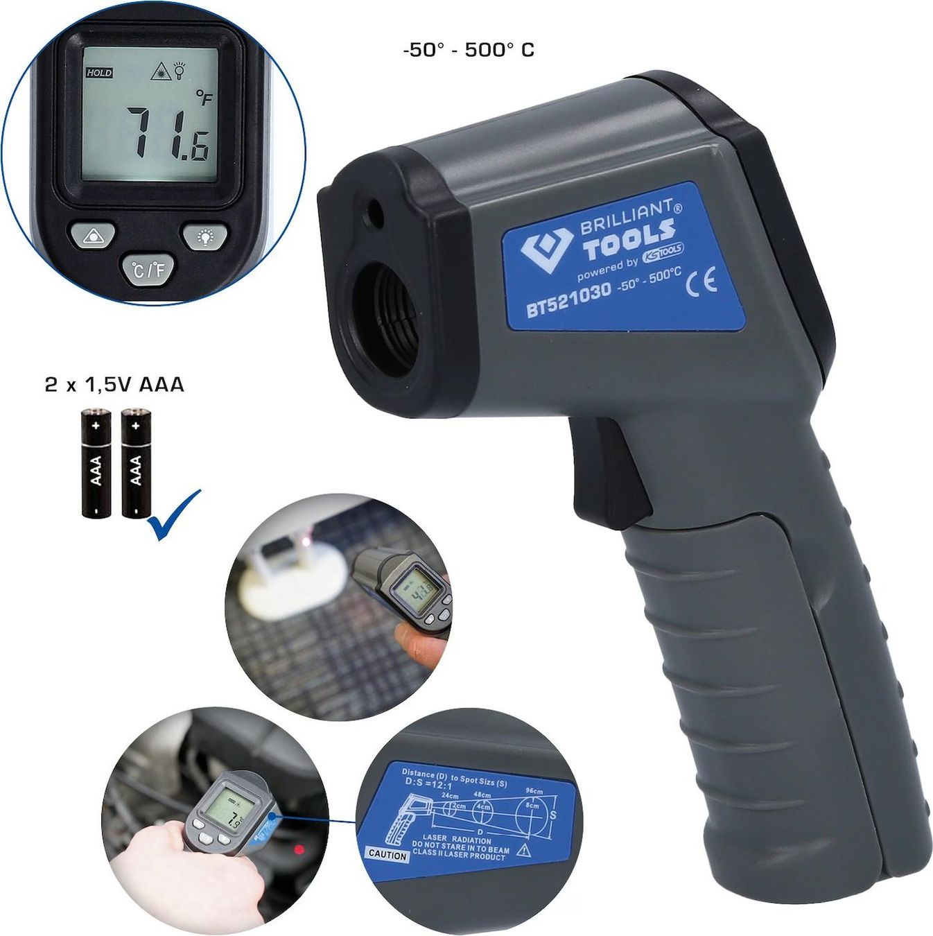Tutti gli attrezzi: Digital-Laserthermometer, -50 °C bis +500 °C – Nuovo e nell'imballaggio originale da Dietikon venduto da KFZ-Spezialwerkzeuge 1