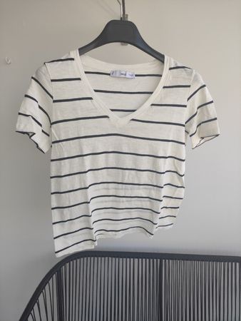 T-Shirt weiss schwarz gestreift Gr. XS Mango