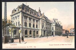 Lausanne, Banque Cantonale et Hotel des 