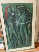 Gemälde Brandani Les Sorcières 1962 gerahmt.78/50 cm