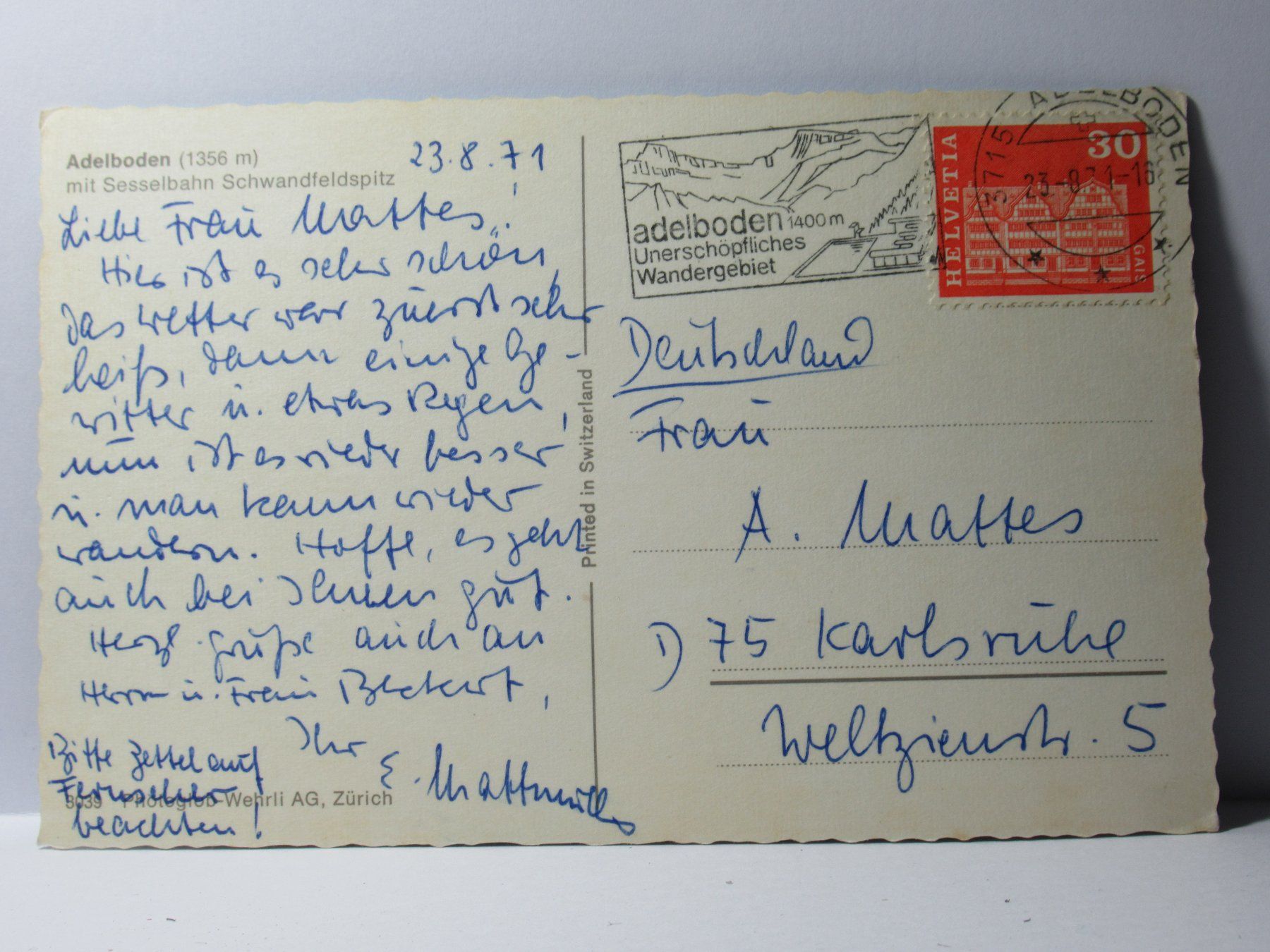 Cartoline postali: Adelboden mit Sesselbahn 1971 – Usato da Grenchen venduto da Bluemchen1900 2