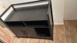 Katzenschrank Schwarz mit Doppeltüren und Regalfächern