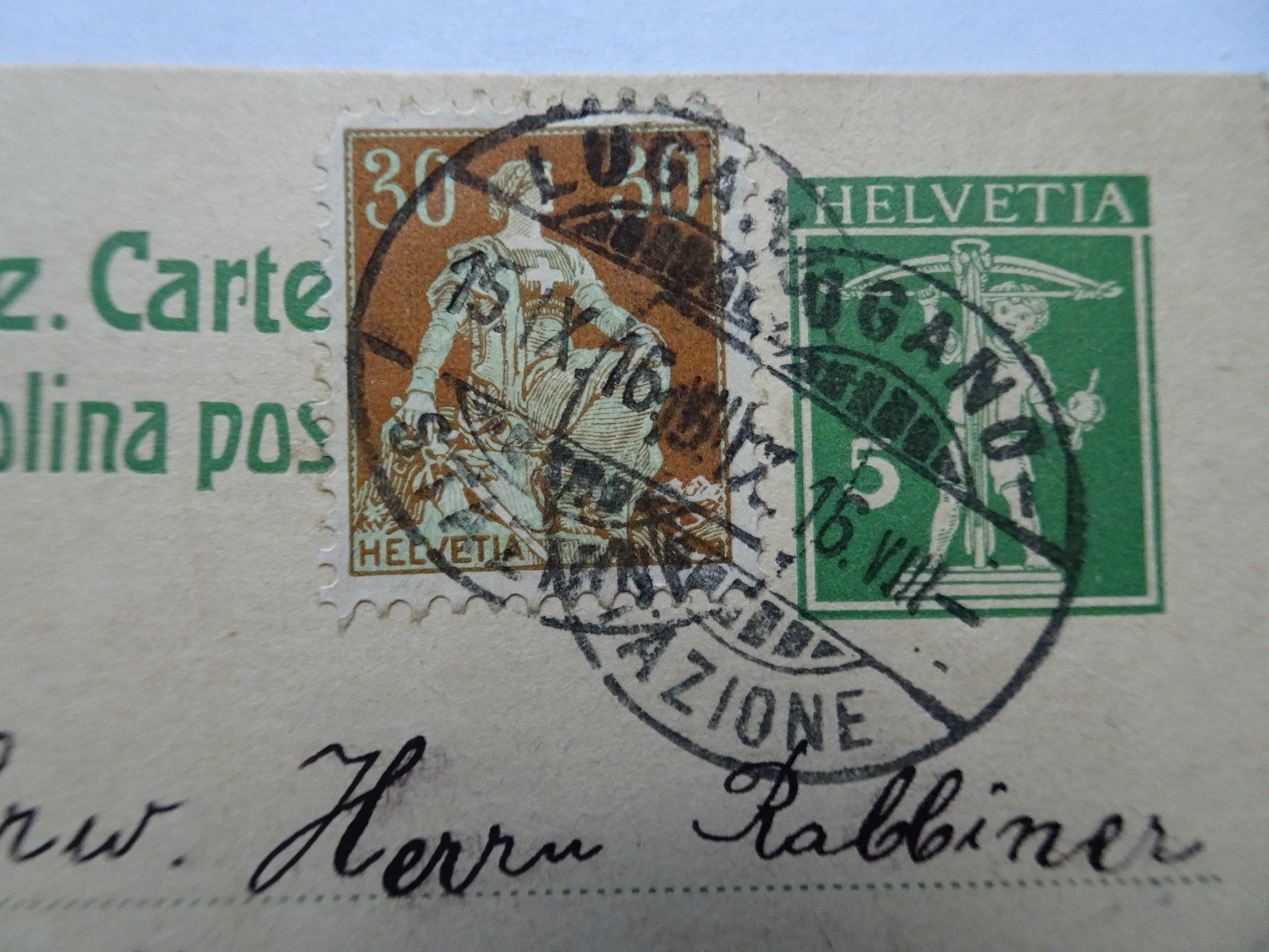 Cartoline postali: 1916 – Usato da Aadorf venduto da Chnorli-Furz 1