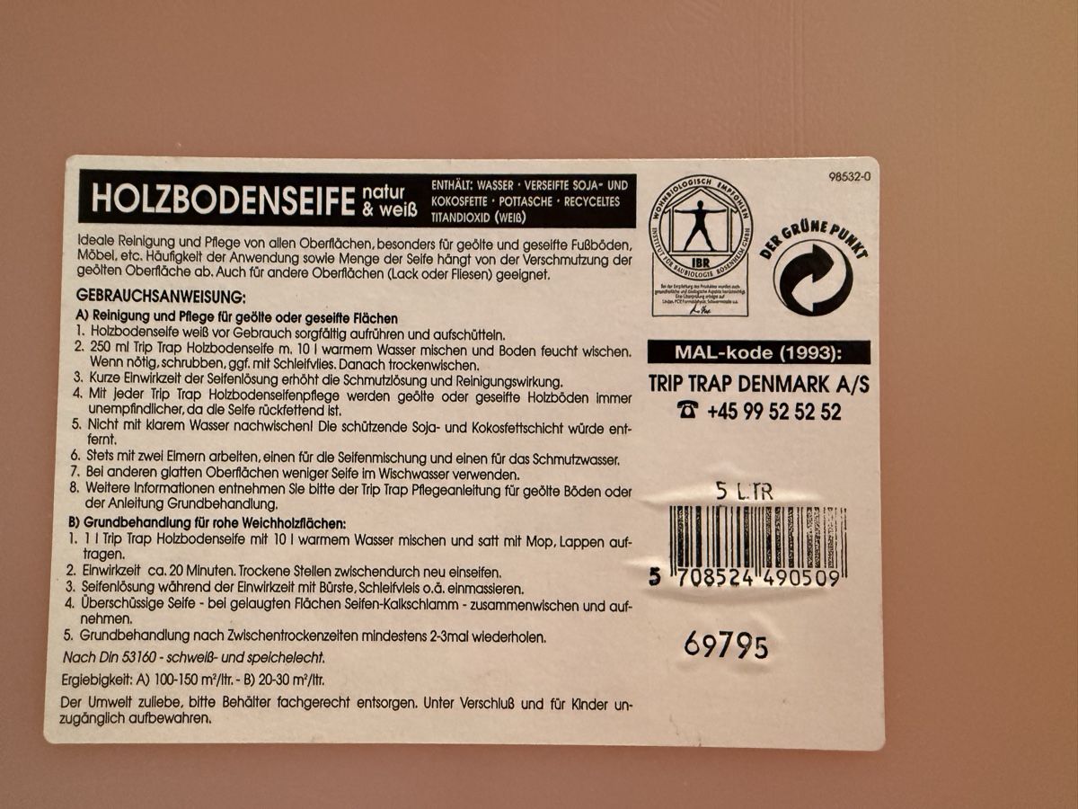 Prodotti di pulizia: Trip Trap Holzbodenseife, weiss, 5Lt – Nuovo e nell'imballaggio originale da Zürich venduto da leo0105 3