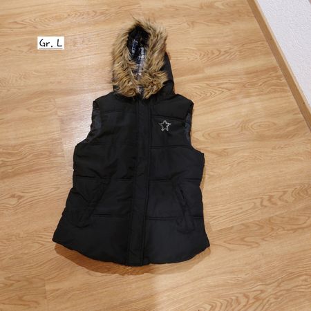 Schwarze Winterweste mit Kapuze, Gr. L - Top Zustand!