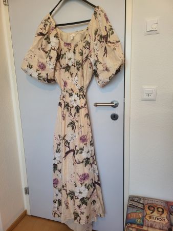 H&M Leinen Maxikleid mit Puffärmeln gr. XL