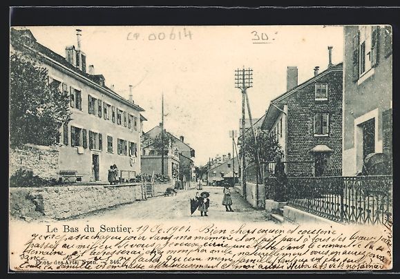 Cartoline postali: AK Le Sentier, Le Bas mit Kindern, 1901 – Usato da Berlin venduto da bartko-reher