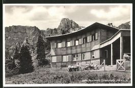 Braunwald, Ortstockhaus, Skihaus belebt, gelaufen 1936