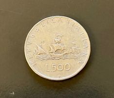 1958-R Italia 500 Lire Caravelle. Argento .835
