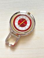 Swatch Taschenuhr Metall mit Clip rot weiss guter Zustand