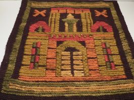 Teppich handgeknüpfter alter Wand Teppich  43 x 40 cm  21 cm