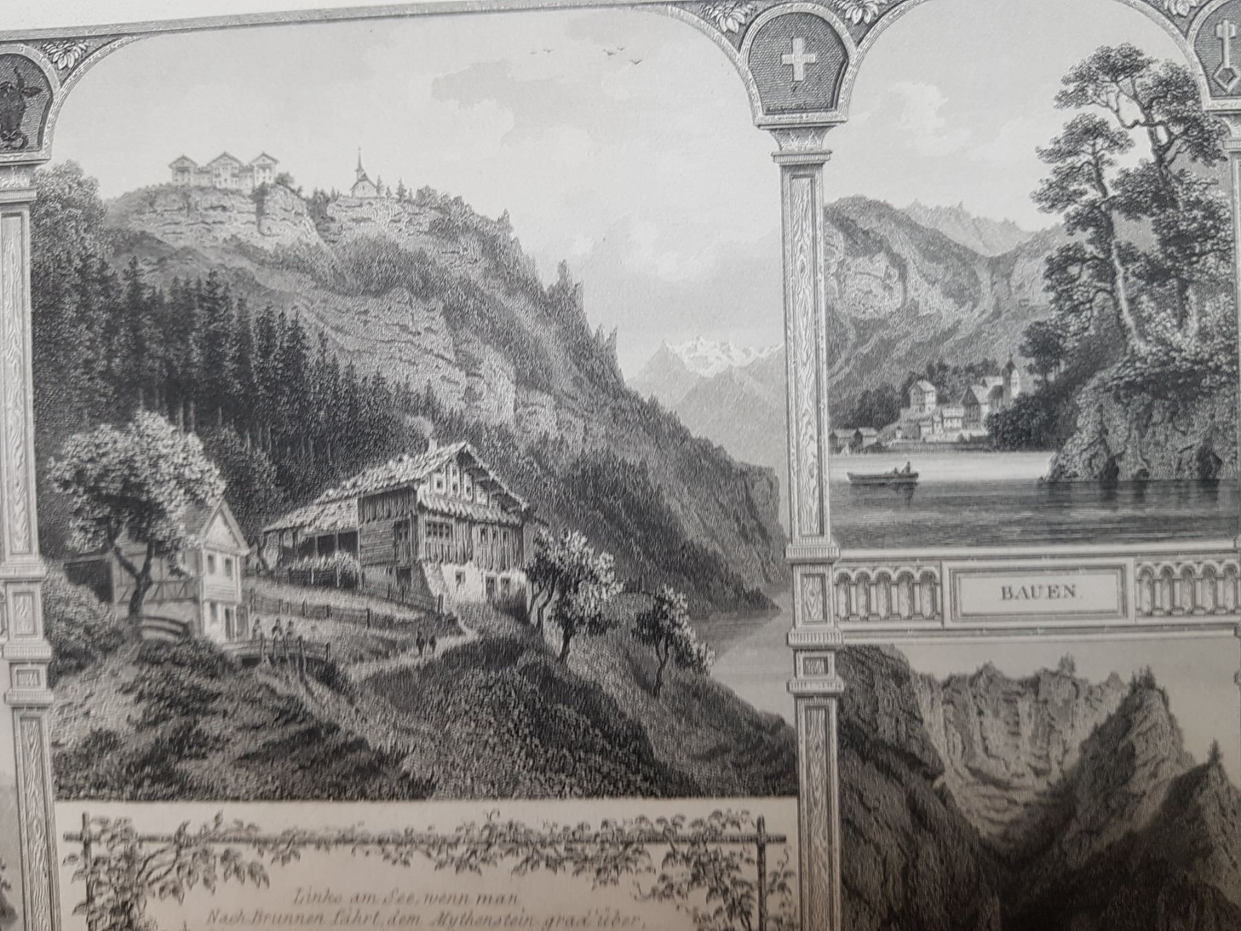 Dipinti: gravure  " Le Rütli" avec plusieurs vues – Usato da Lausanne venduto da leneko 2
