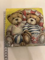 Teddybären Bild, Serviettentechnik, Kinderzimmer Deko