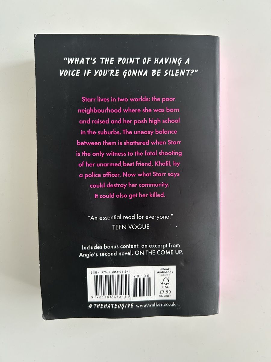 Libri: The Hate U Give, Angie Thomas, Taschenbuch – Usato da Zürich venduto da Skarpina 1