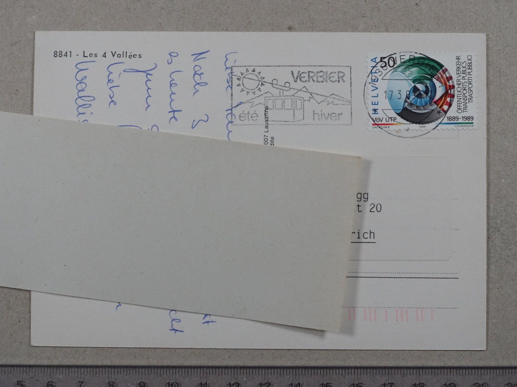 Cartes postales: Les 4 Vallées, Poststempel VERBIER, 1989, Ski – D'occasion à Lenzburg par fh1 1