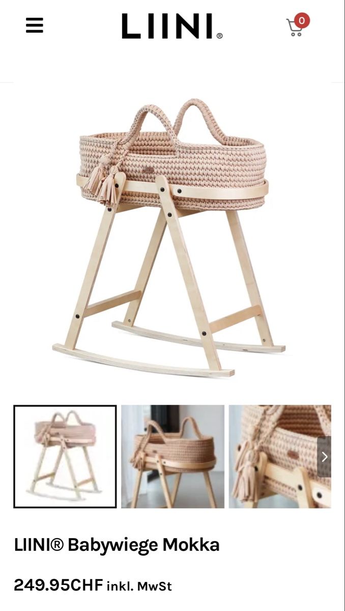 Sdraiette & Sdraiette a dondolo: LIINI Babywiege Mokka – Nuovo (secondo la descrizione) da Muttenz venduto da bloggie